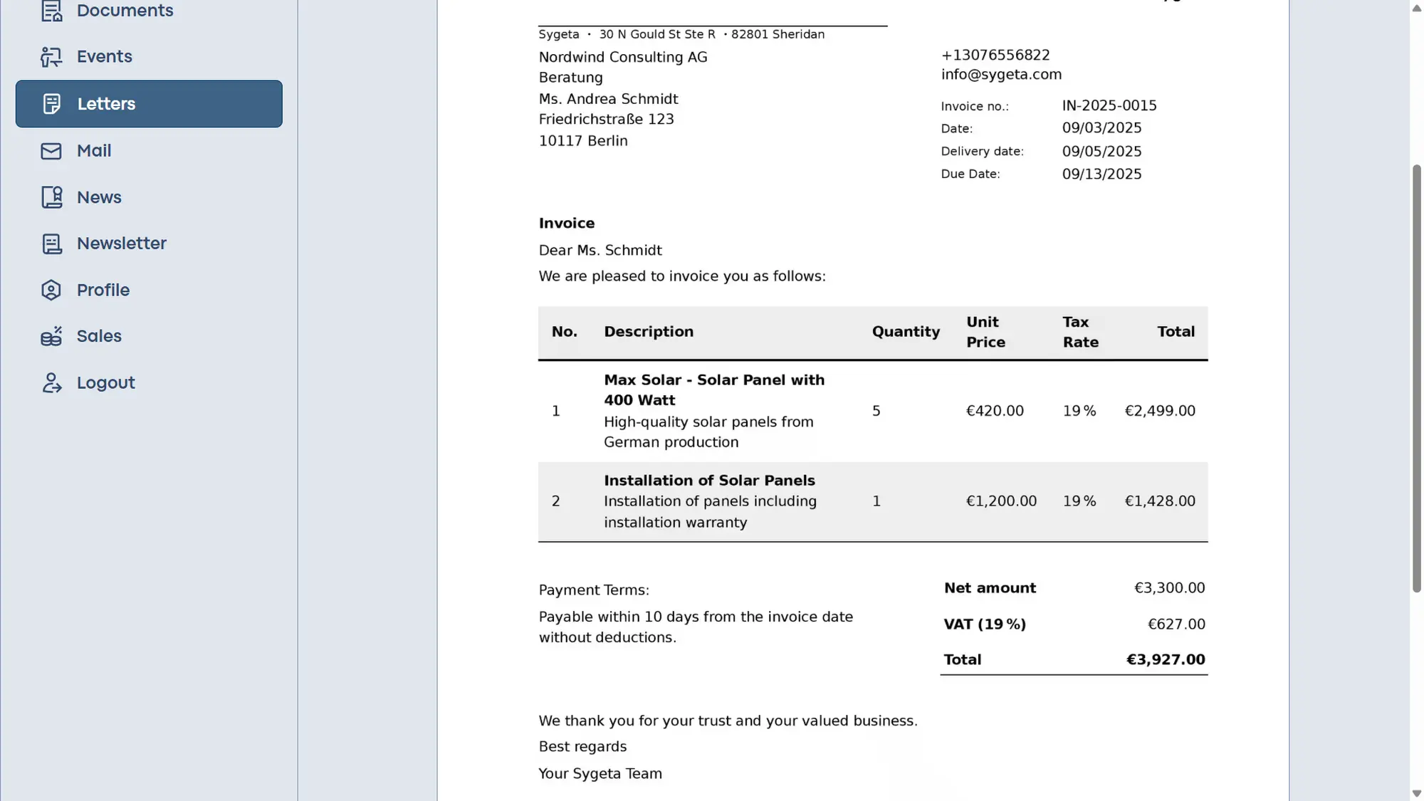 Sygeta CRM Screenshot